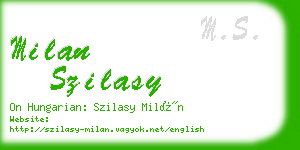 milan szilasy business card